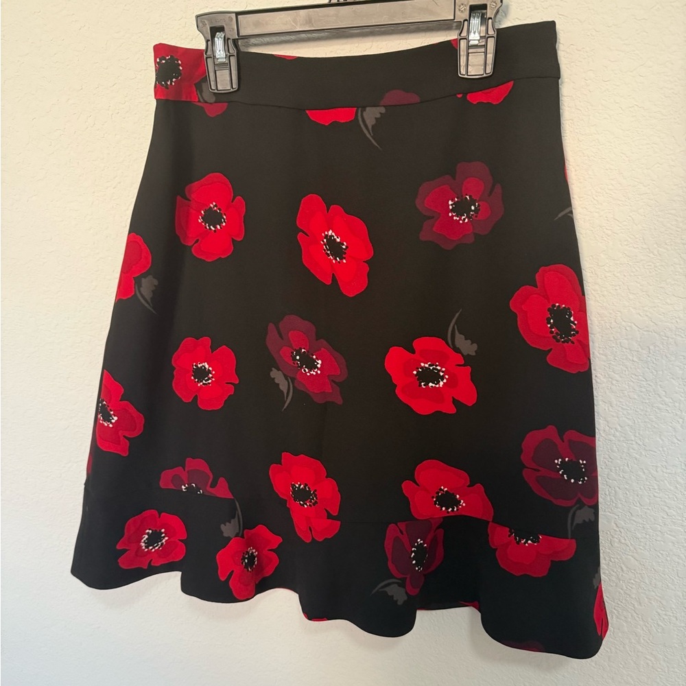 KATE SPADE Poppy Tiered Ruffle A-Line Skirt Black and Red Size 2 - Picture 4 of 12